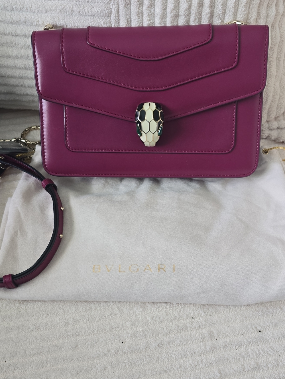 Authentic Bvlgari Serpenti Forever Bag with iconic snakehead closure